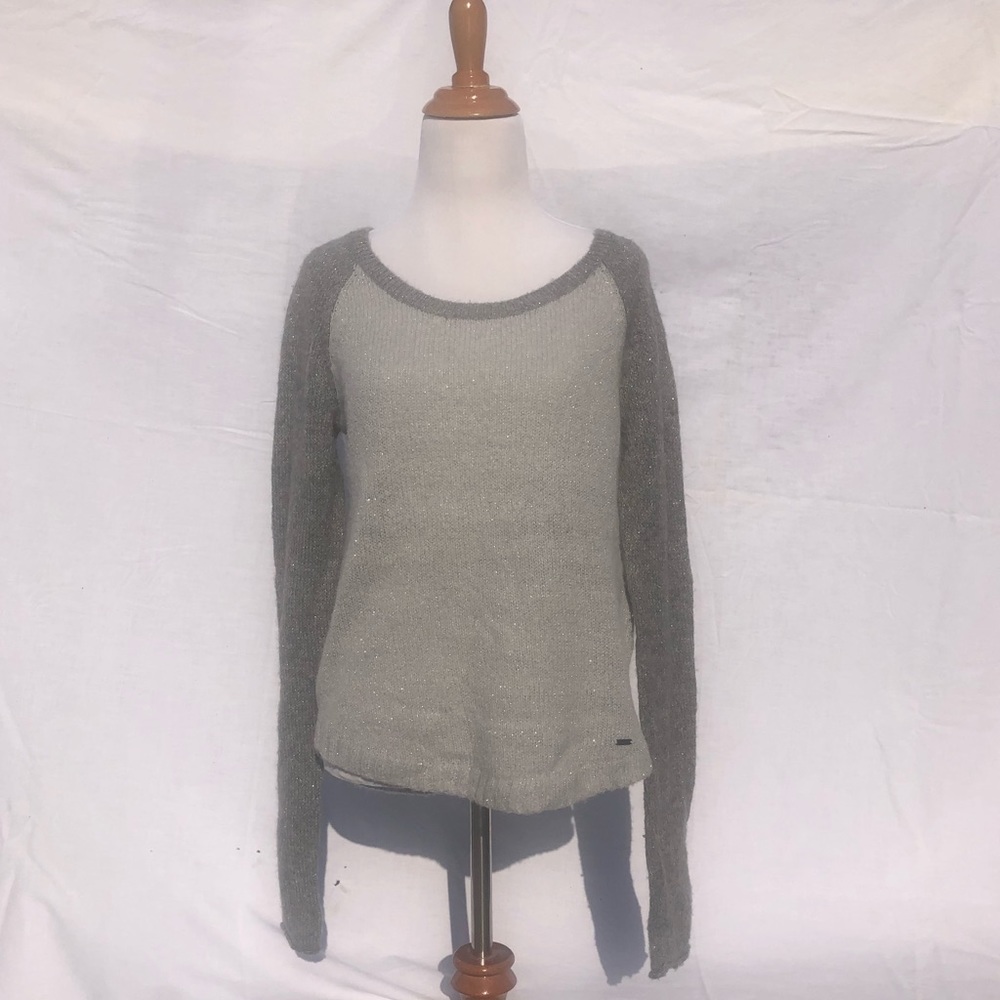Hollister grey baseball sweater w/ sparkle details